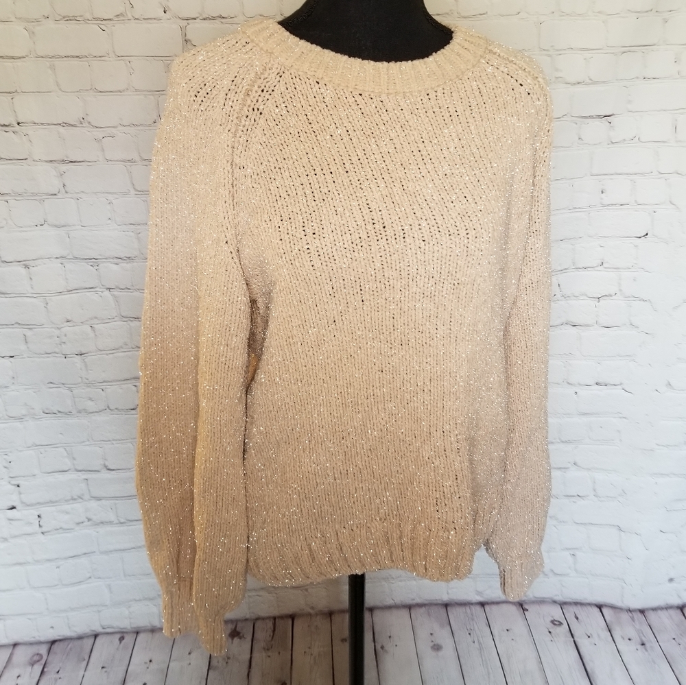 H&M Small pink sparkle knit popover sweater